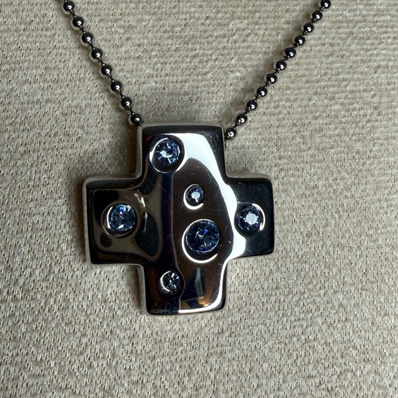 Yves Saint Laurent Vintage Crystal Cross Pendant Necklace - Picture 3 of 6